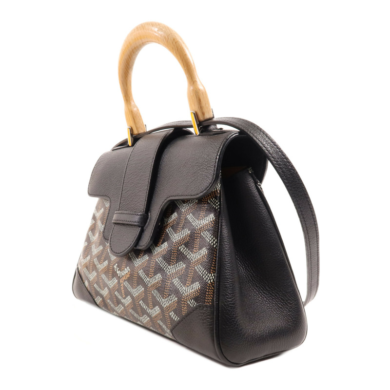 GOYARD 塗層帆布/牛皮皮革Saigon Mini銀扣手挽肩背兩用袋-2