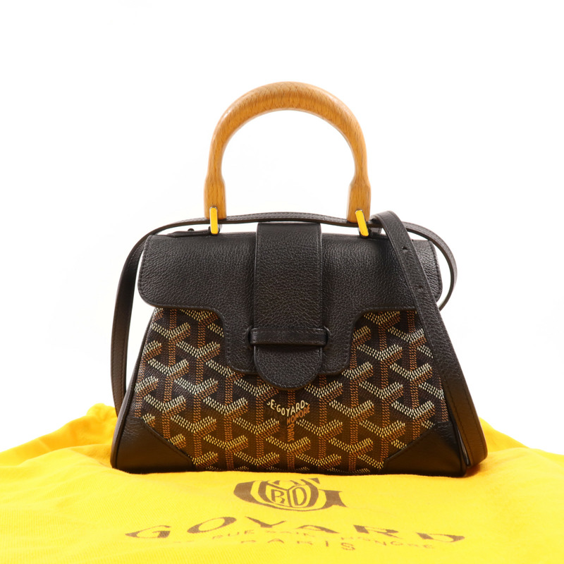 GOYARD 塗層帆布/牛皮皮革Saigon Mini銀扣手挽肩背兩用袋-8