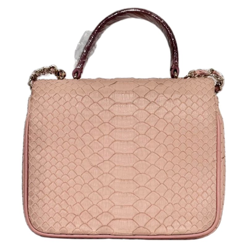 ［2446］香奈兒 Chanel 2way Shoulder 櫻花粉 蛇皮  小號 -1