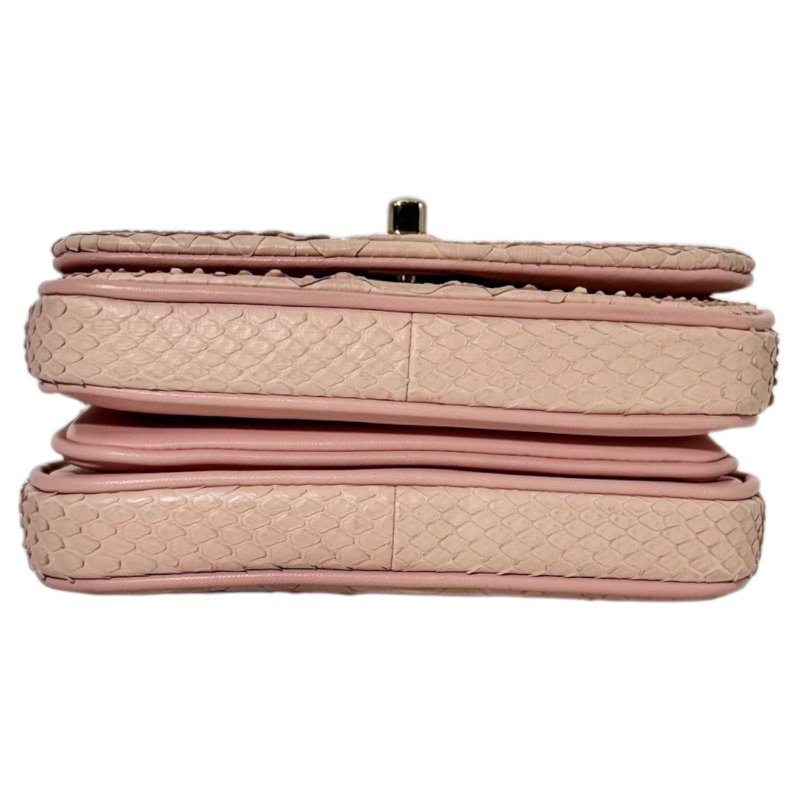 ［2446］香奈兒 Chanel 2way Shoulder 櫻花粉 蛇皮  小號 -4