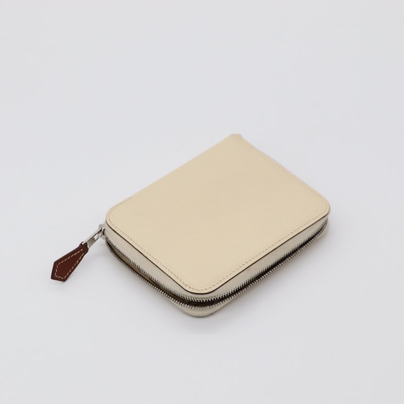 Hermès 愛馬仕  Silkin Compact 絲巾 奶油白 Epsom 牛皮 拉鍊錢包 Z刻 2017-1