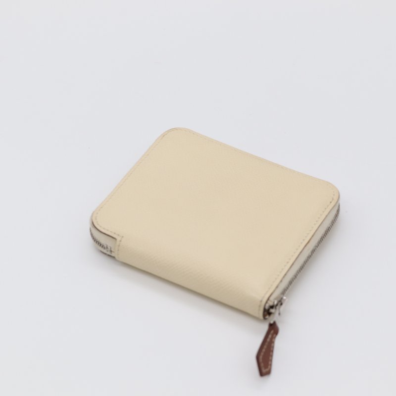 Hermès 愛馬仕  Silkin Compact 絲巾 奶油白 Epsom 牛皮 拉鍊錢包 Z刻 2017-2