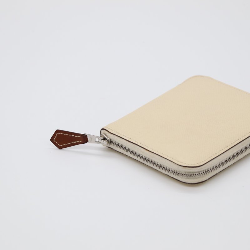 Hermès 愛馬仕  Silkin Compact 絲巾 奶油白 Epsom 牛皮 拉鍊錢包 Z刻 2017-3