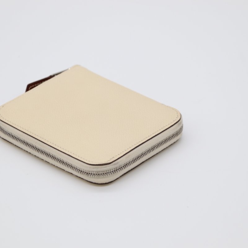Hermès 愛馬仕  Silkin Compact 絲巾 奶油白 Epsom 牛皮 拉鍊錢包 Z刻 2017-4