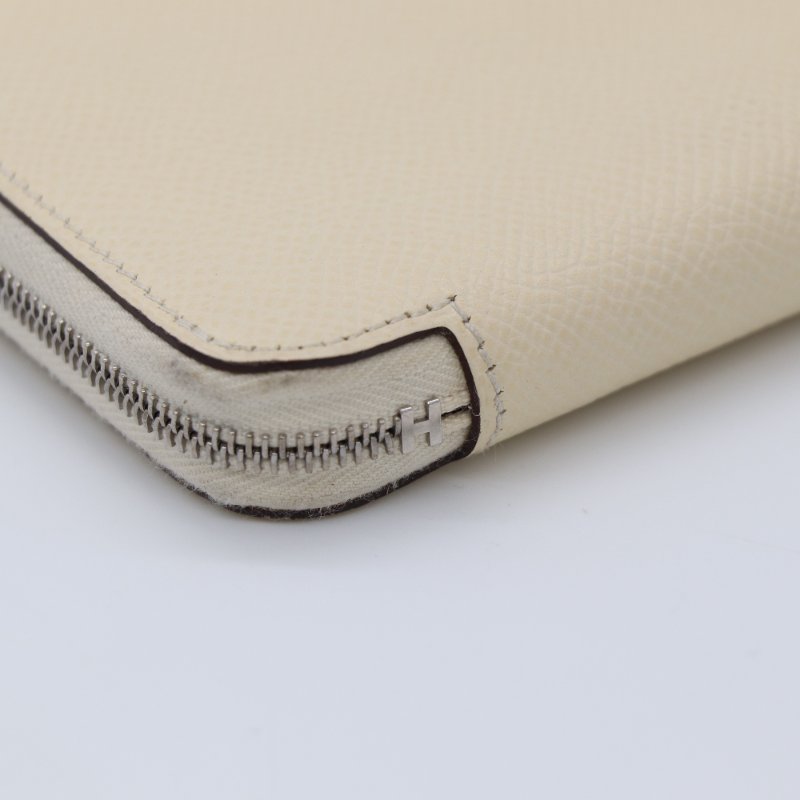 Hermès 愛馬仕  Silkin Compact 絲巾 奶油白 Epsom 牛皮 拉鍊錢包 Z刻 2017-9