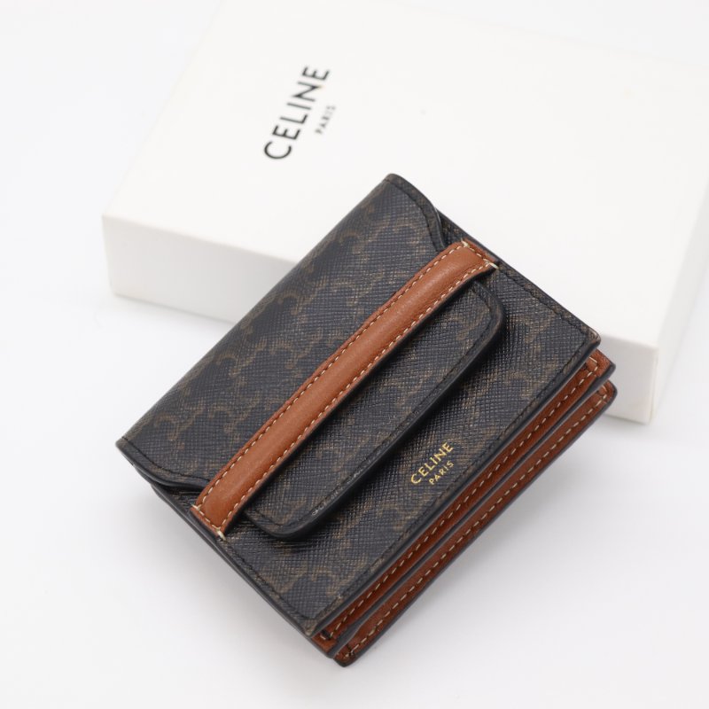 Celine 思琳 Triomphe 凱旋門 棕色 Canvas 卡夾 卡包 短夾-0
