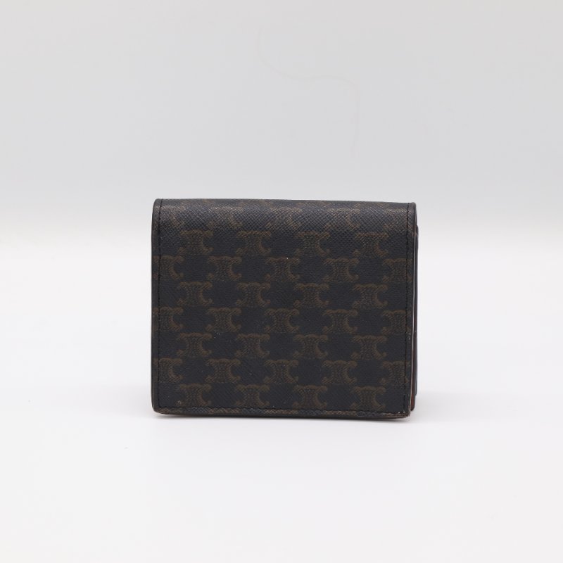 Celine 思琳 Triomphe 凱旋門 棕色 Canvas 卡夾 卡包 短夾-2