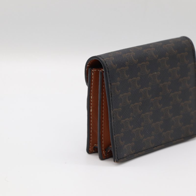 Celine 思琳 Triomphe 凱旋門 棕色 Canvas 卡夾 卡包 短夾-4