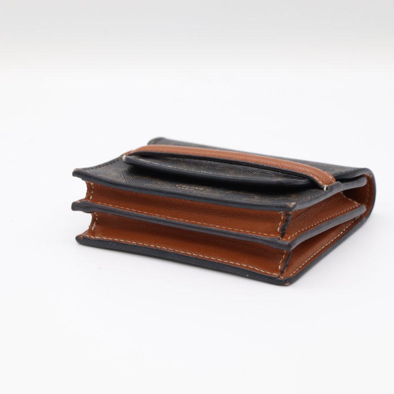 Celine 思琳 Triomphe 凱旋門 棕色 Canvas 卡夾 卡包 短夾-6