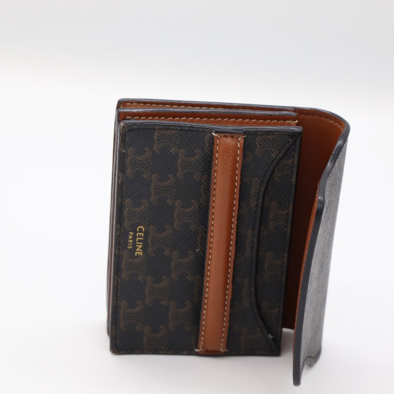 Celine 思琳 Triomphe 凱旋門 棕色 Canvas 卡夾 卡包 短夾-8