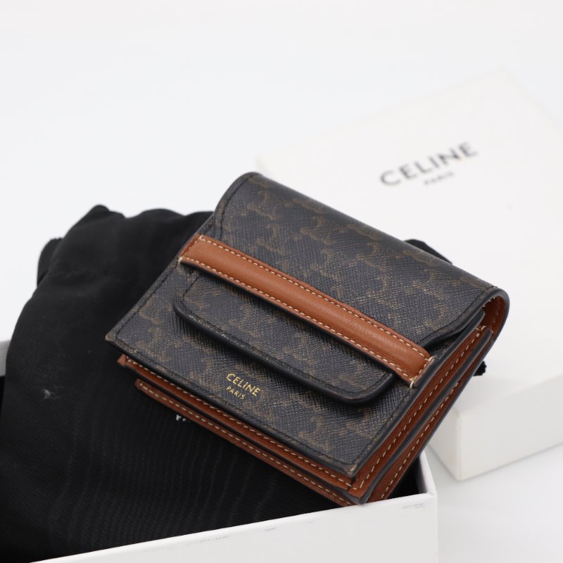 Celine 思琳 Triomphe 凱旋門 棕色 Canvas 卡夾 卡包 短夾-9