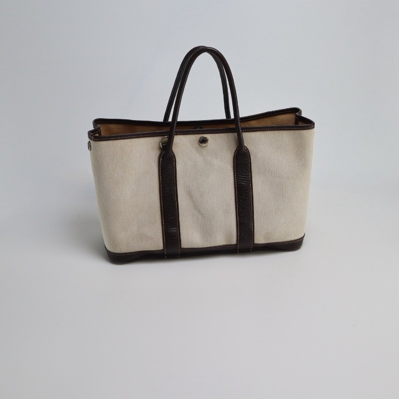 Hermes Garden Party 30 熊貓配色 帆布拼皮 托特包 手提包 肩背包-1