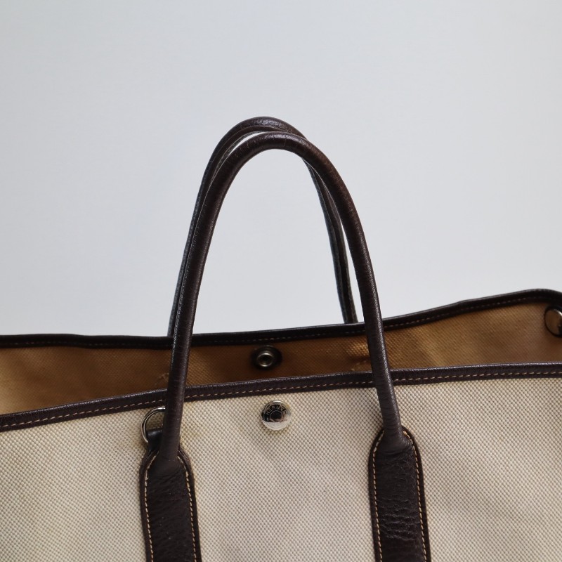 Hermes Garden Party 30 熊貓配色 帆布拼皮 托特包 手提包 肩背包-6