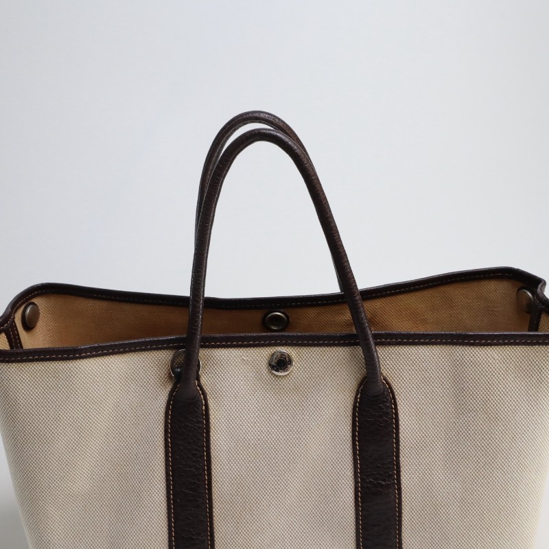 Hermes Garden Party 30 熊貓配色 帆布拼皮 托特包 手提包 肩背包-7