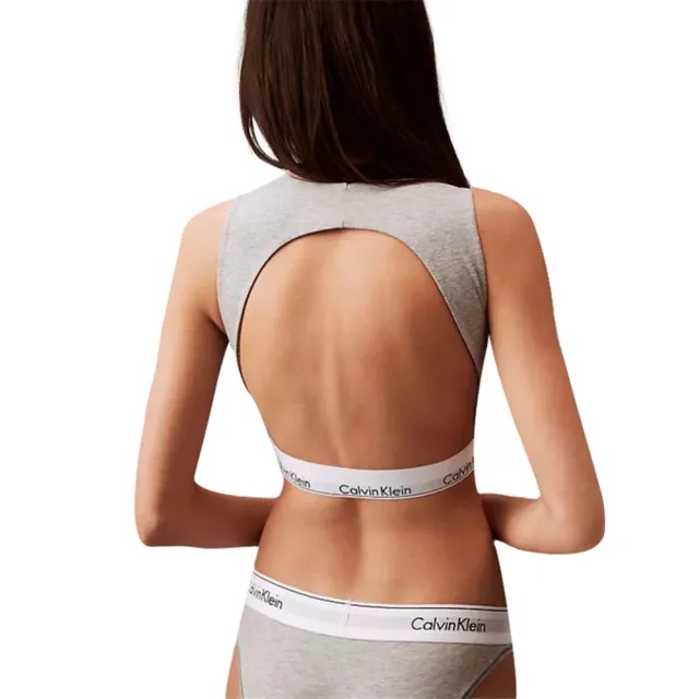 Calvin Klein crop top 露背削肩短版背心 小可愛 麻灰 女 XS 32A 30B-3