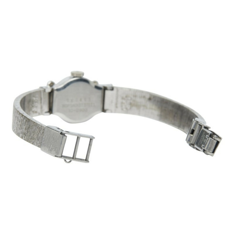 Seiko 萊茵石手錶 10-0900,手動上鍊,銀色錶盤,不銹鋼,女士,SEIKO-2