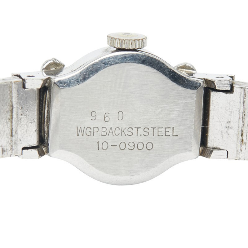 Seiko 萊茵石手錶 10-0900,手動上鍊,銀色錶盤,不銹鋼,女士,SEIKO-3