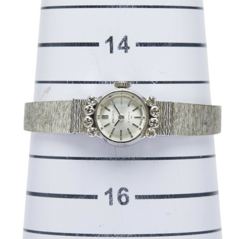 Seiko 萊茵石手錶 10-0900,手動上鍊,銀色錶盤,不銹鋼,女士,SEIKO-9