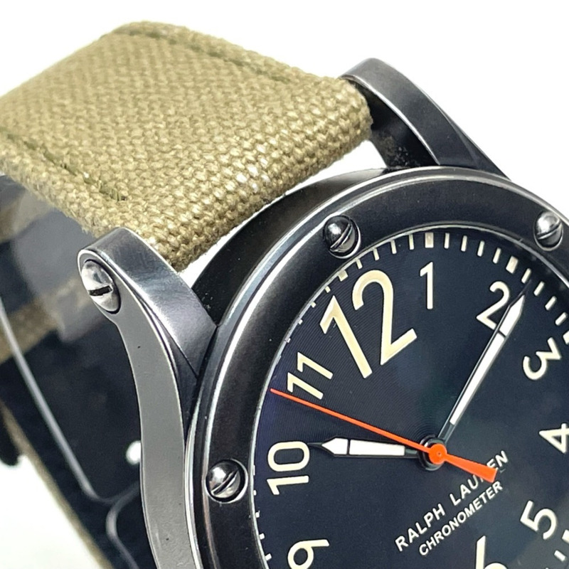 RALPH LAUREN Ralph Lauren Sporting Safari RL67 天文鐘腕錶 (RL0220900) 搭配不鏽鋼帆布錶帶,黑色/卡其色-5