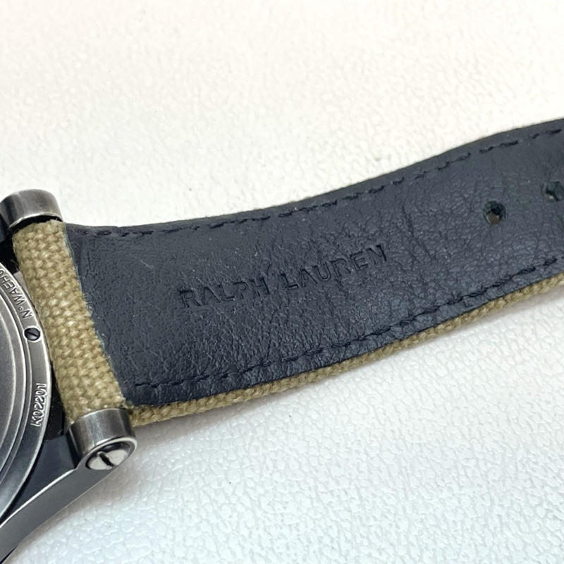 RALPH LAUREN Ralph Lauren Sporting Safari RL67 天文鐘腕錶 (RL0220900) 搭配不鏽鋼帆布錶帶,黑色/卡其色-10