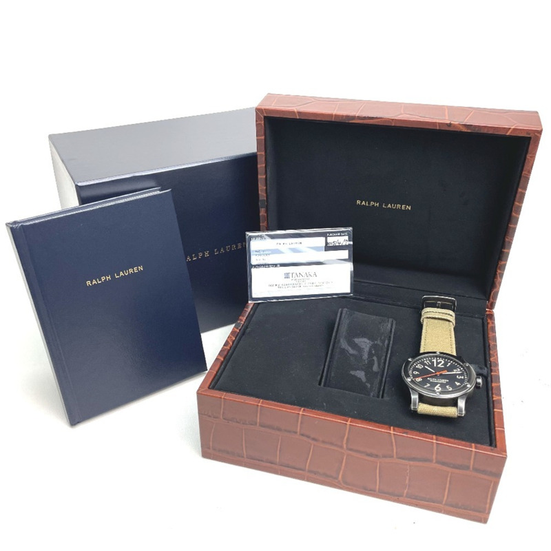 RALPH LAUREN Ralph Lauren Sporting Safari RL67 天文鐘腕錶 (RL0220900) 搭配不鏽鋼帆布錶帶,黑色/卡其色-12