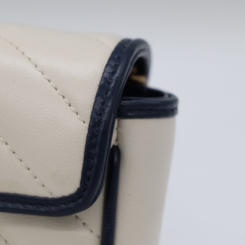 【CP 精選🌟小編推薦】Gucci 古馳 Marmont 迷你 奶白色 牛皮 海軍藍 金扣 鏈條包 單肩包 斜挎包-6