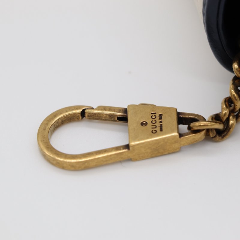 【CP 精選🌟小編推薦】Gucci 古馳 Marmont 迷你 奶白色 牛皮 海軍藍 金扣 鏈條包 單肩包 斜挎包-9