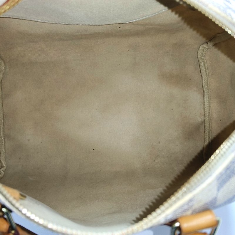 LOUIS VUITTON SPEEDY 30 白色塗層帆布棋盤格波士頓包手提包 金色五金-6