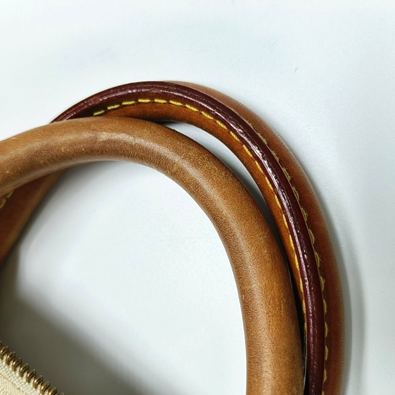 LOUIS VUITTON SPEEDY 30 白色塗層帆布棋盤格波士頓包手提包 金色五金-11