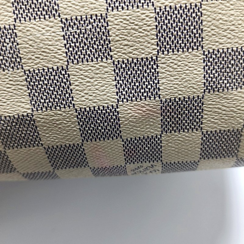 LOUIS VUITTON SPEEDY 30 白色塗層帆布棋盤格波士頓包手提包 金色五金-14