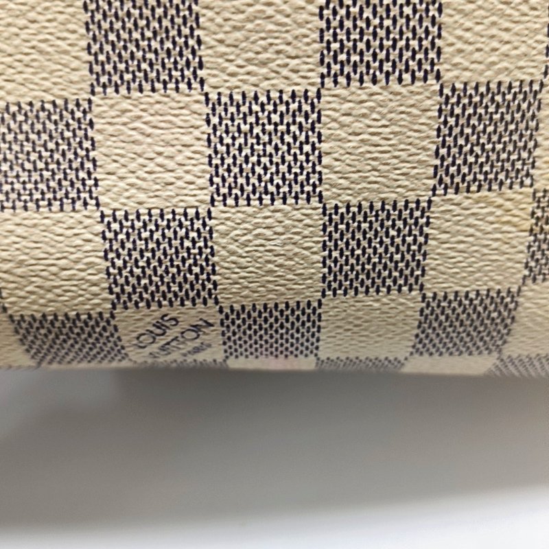 LOUIS VUITTON SPEEDY 30 白色塗層帆布棋盤格波士頓包手提包 金色五金-15