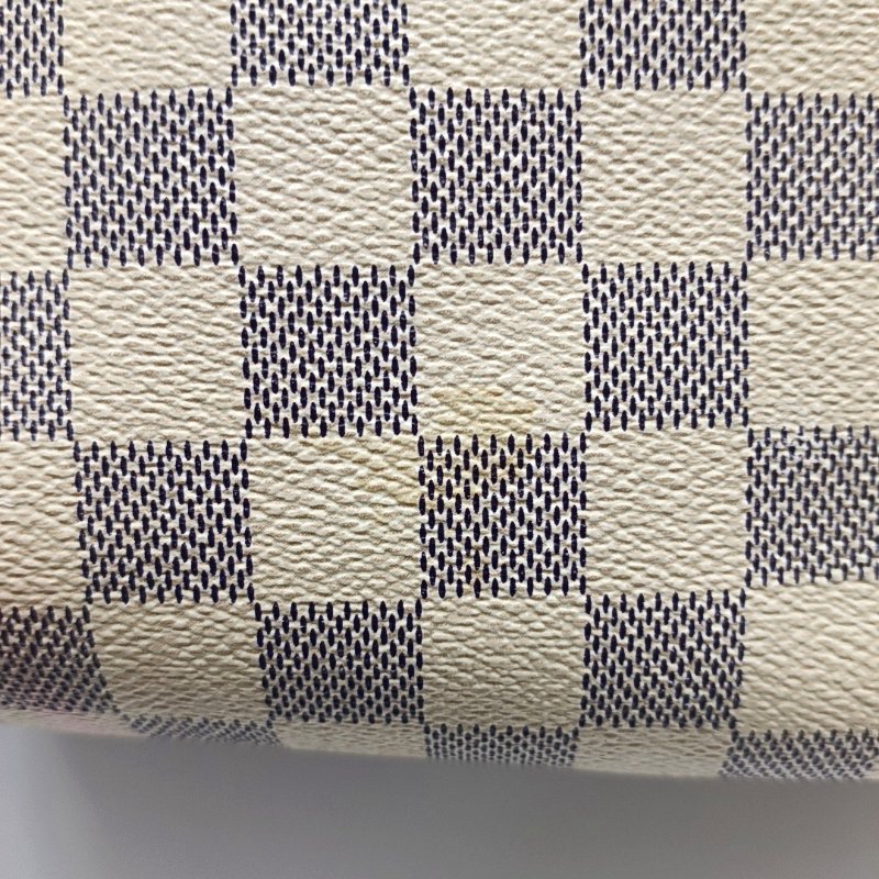 LOUIS VUITTON SPEEDY 30 白色塗層帆布棋盤格波士頓包手提包 金色五金-17