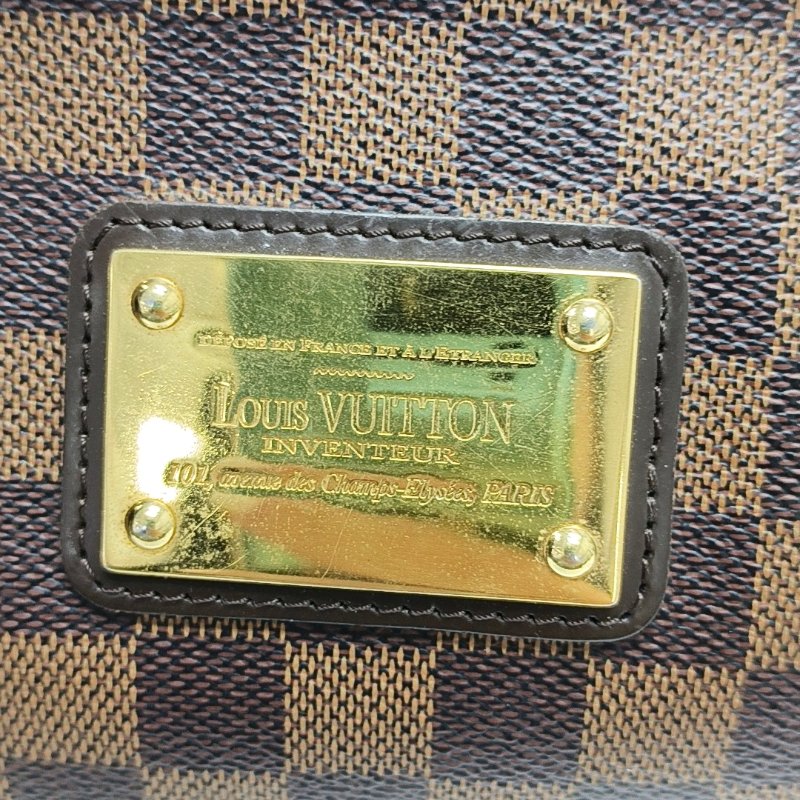 LOUIS VUITTON EVA 棕色塗層帆布棋盤格手提包單肩包斜背包 金色五金-7