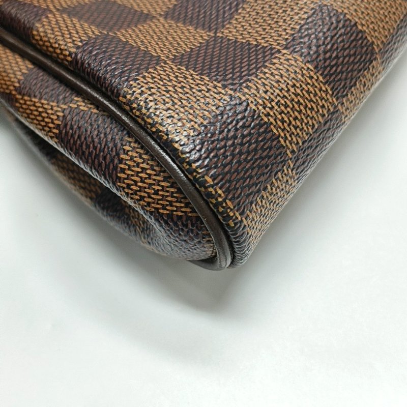 LOUIS VUITTON EVA 棕色塗層帆布棋盤格手提包單肩包斜背包 金色五金-9