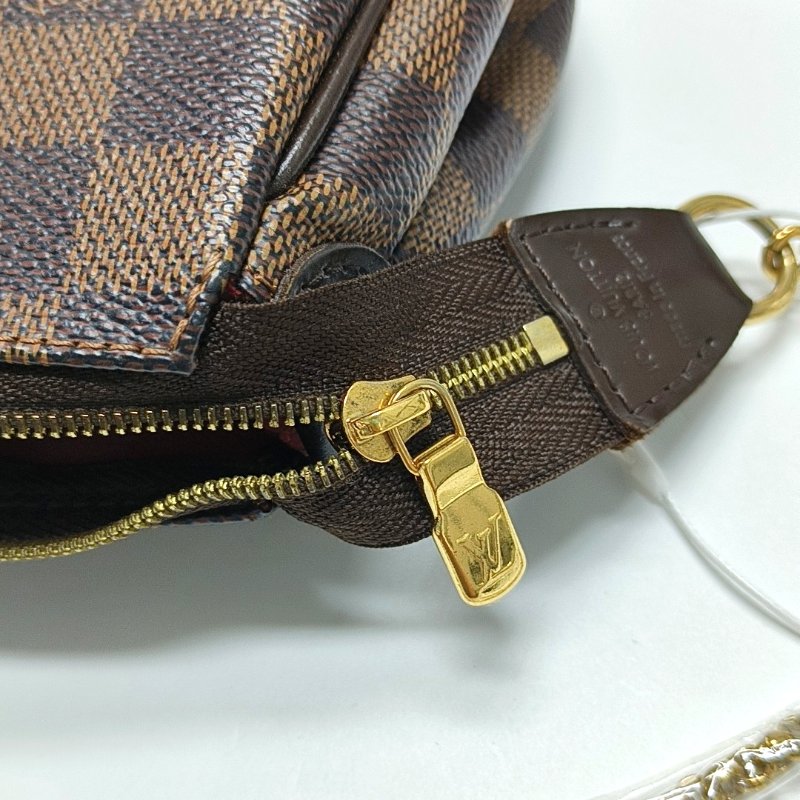 LOUIS VUITTON EVA 棕色塗層帆布棋盤格手提包單肩包斜背包 金色五金-10