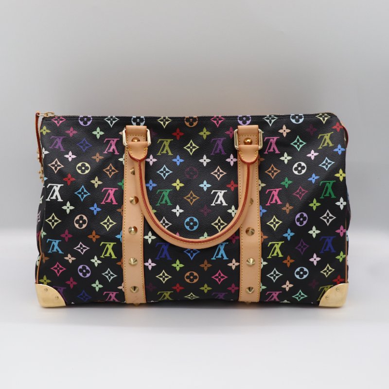 【收藏品級🌟專櫃 15 萬】Louis Vuitton 路易威登 x 村上隆 Takashi Murakami  黑三彩 經典花紋 Keepall 45 波士顿包 旅行袋 手提包 M92640-1