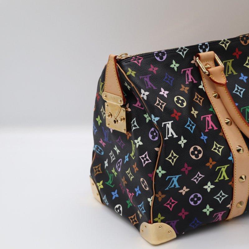 【收藏品級🌟專櫃 15 萬】Louis Vuitton 路易威登 x 村上隆 Takashi Murakami  黑三彩 經典花紋 Keepall 45 波士顿包 旅行袋 手提包 M92640-2