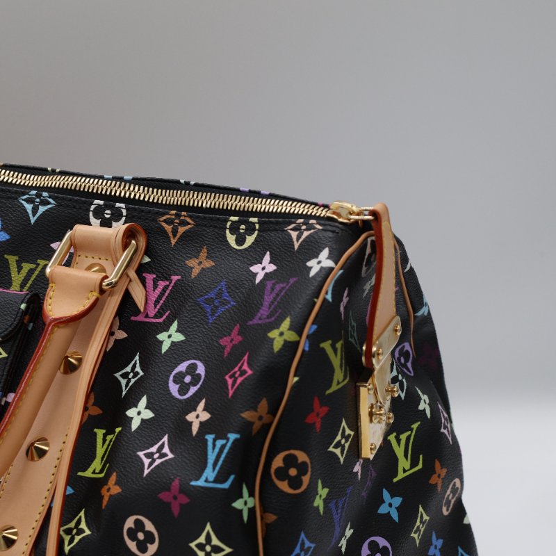 【收藏品級🌟專櫃 15 萬】Louis Vuitton 路易威登 x 村上隆 Takashi Murakami  黑三彩 經典花紋 Keepall 45 波士顿包 旅行袋 手提包 M92640-6