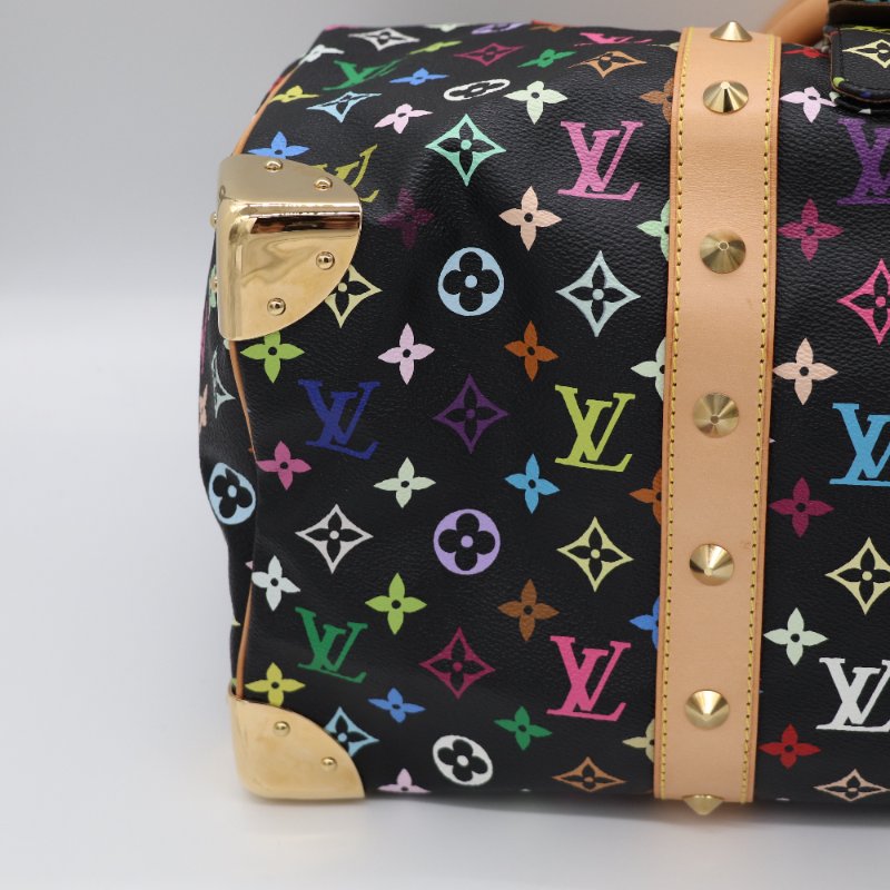 【收藏品級🌟專櫃 15 萬】Louis Vuitton 路易威登 x 村上隆 Takashi Murakami  黑三彩 經典花紋 Keepall 45 波士顿包 旅行袋 手提包 M92640-8