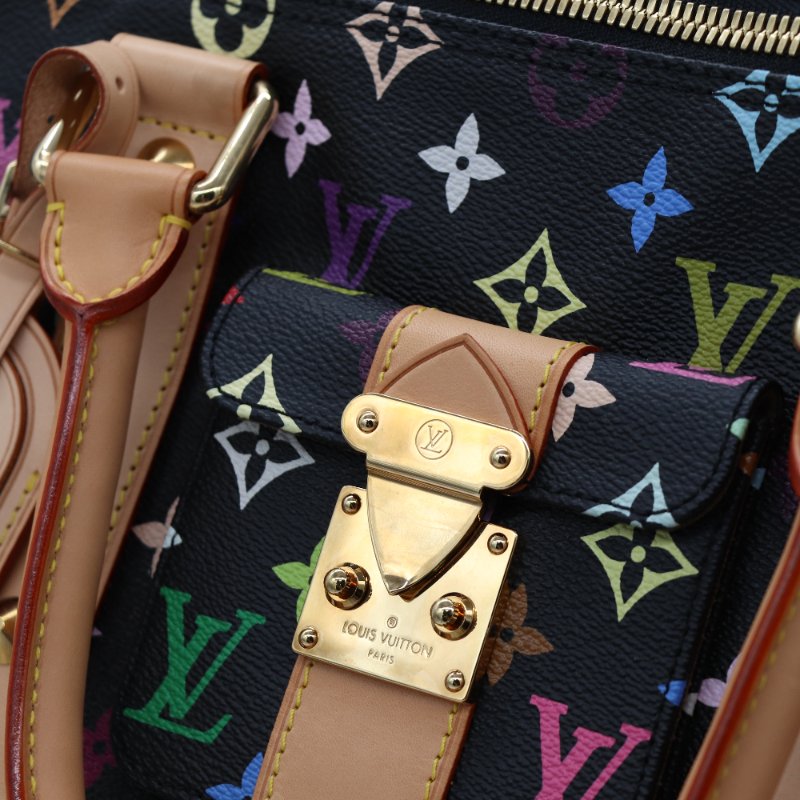 【收藏品級🌟專櫃 15 萬】Louis Vuitton 路易威登 x 村上隆 Takashi Murakami  黑三彩 經典花紋 Keepall 45 波士顿包 旅行袋 手提包 M92640-9