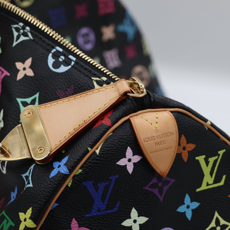 【收藏品級🌟專櫃 15 萬】Louis Vuitton 路易威登 x 村上隆 Takashi Murakami  黑三彩 經典花紋 Keepall 45 波士顿包 旅行袋 手提包 M92640-13