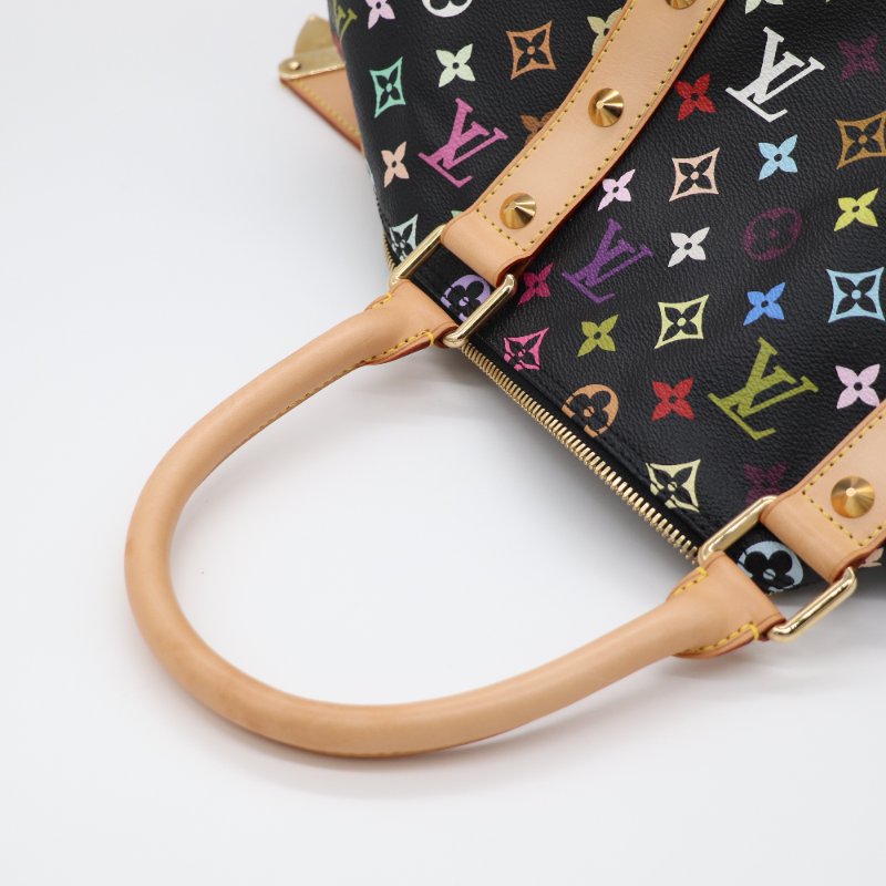 【收藏品級🌟專櫃 15 萬】Louis Vuitton 路易威登 x 村上隆 Takashi Murakami  黑三彩 經典花紋 Keepall 45 波士顿包 旅行袋 手提包 M92640-15