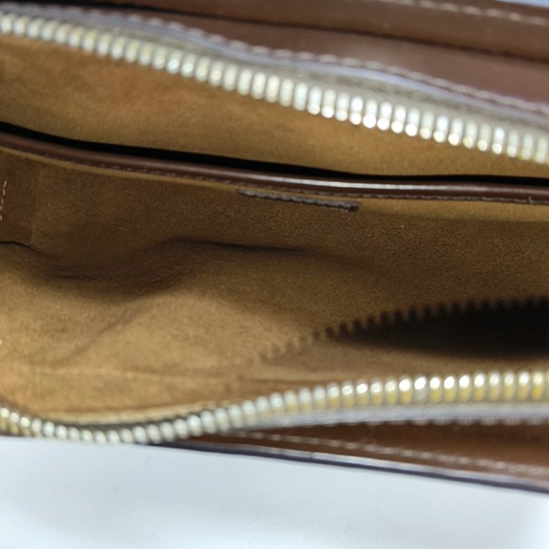 LOUIS VUITTON SAINT LOUIS 棕色塗層帆布棋盤格手拿包 金色五金-6