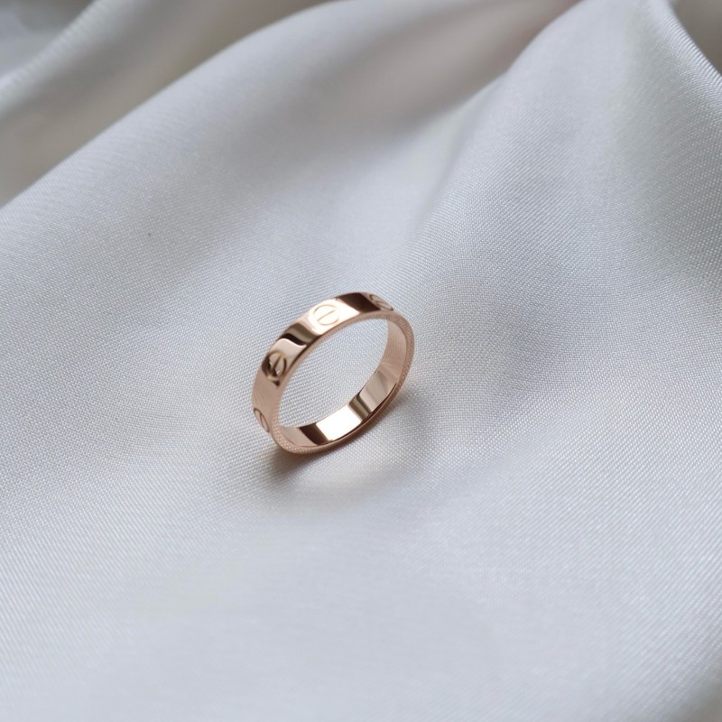 Cartier卡地亞18k玫瑰金love窄版戒指 50歐碼 有盒子-3