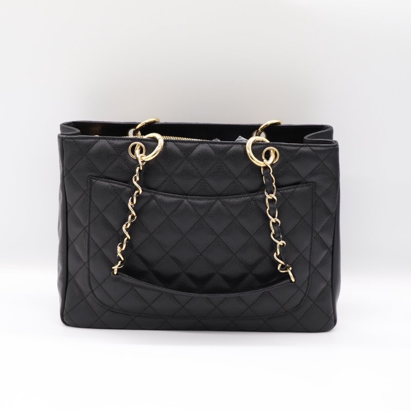 Chanel 香奈兒 荔枝牛皮 經典 CC Logo GST 托特包 單肩包-3