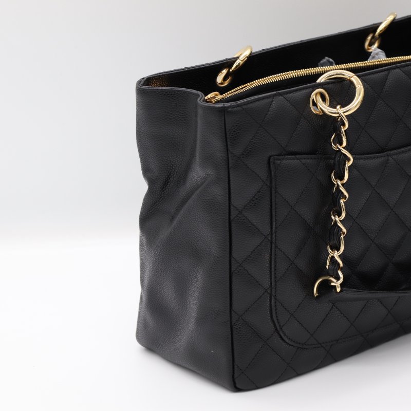 Chanel 香奈兒 荔枝牛皮 經典 CC Logo GST 托特包 單肩包-5