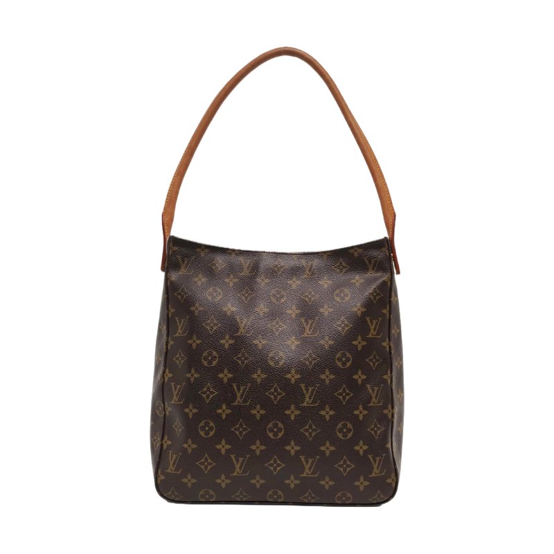 LOUIS VUITTON LOOPING 大號 棕色塗層帆布老花單肩包 金色五金-0