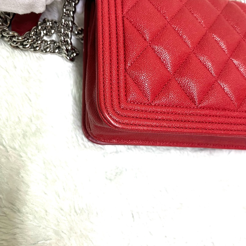 Chanel 經典 Leboy woc鍊條包/發財包/晚宴 包(#磚紅色)-7