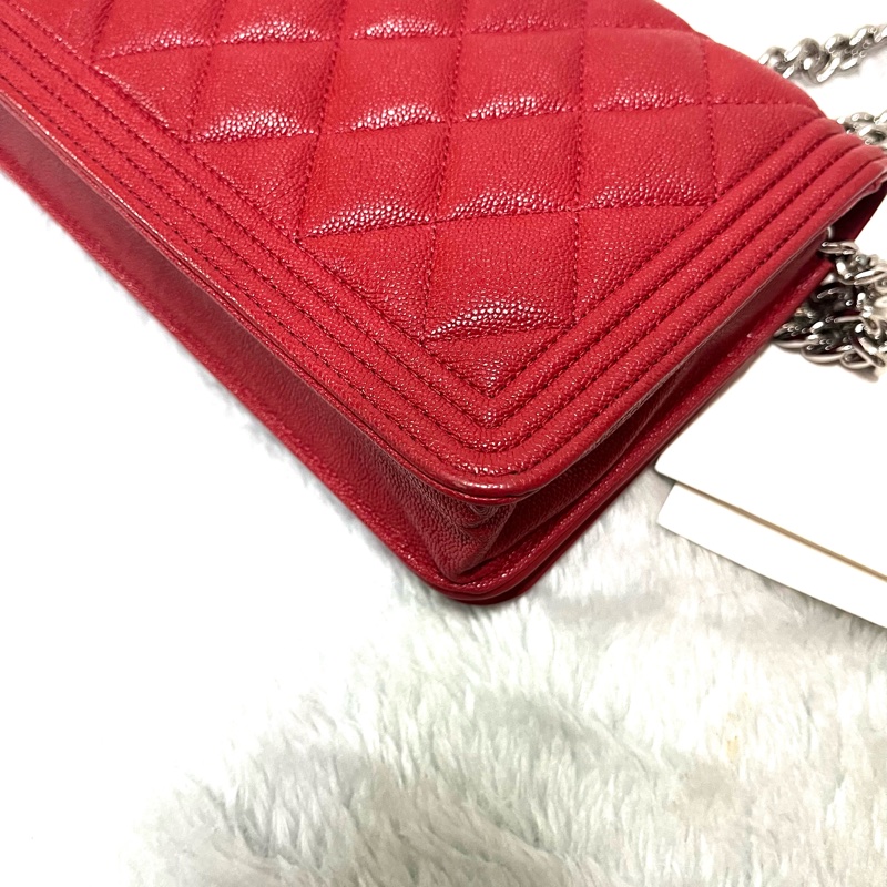 Chanel 經典 Leboy woc鍊條包/發財包/晚宴 包(#磚紅色)-8