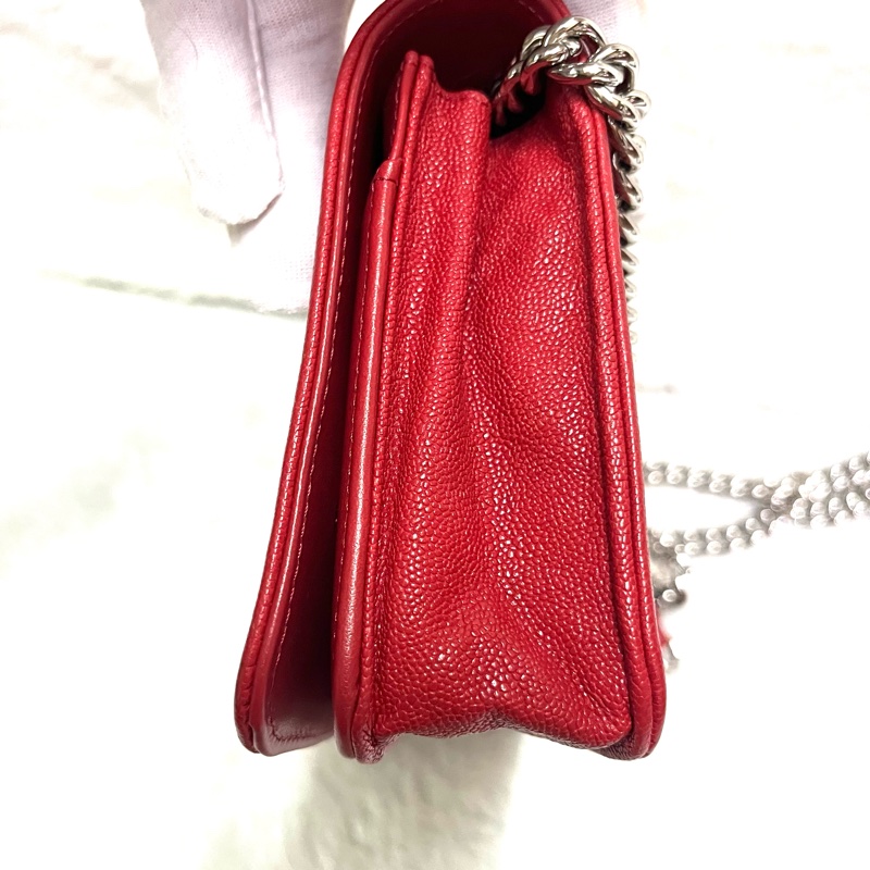 Chanel 經典 Leboy woc鍊條包/發財包/晚宴 包(#磚紅色)-12